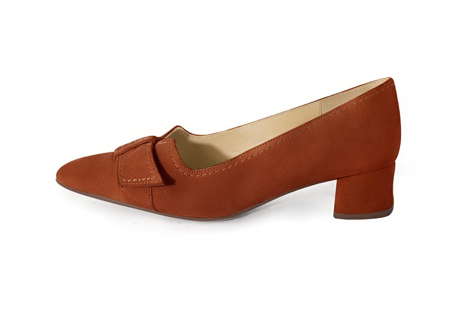 French elegance and refinement for these terracotta orange dress pumps, with a knot on the front, 
                available in many subtle leather and colour combinations. Possibility to customize with your colors and materials.
With its original cutout, this pretty fitted pump
will render you great services, combining comfort and distinction. 
                Matching clutches for parties, ceremonies and weddings.   
                You can customize these shoes to perfectly match your tastes or needs, and have a unique model.  
                Choice of leathers, colours, knots and heels. 
                Wide range of materials and shades carefully chosen.  
                Rich collection of flat, low, mid and high heels.  
                Small and large shoe sizes - Florence KOOIJMAN
